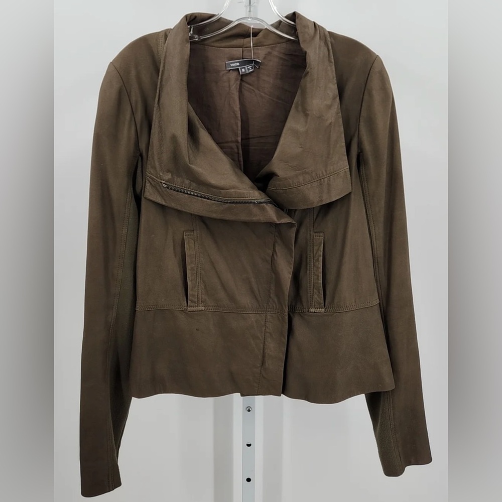 Vince Olive Green Leather Jacket
